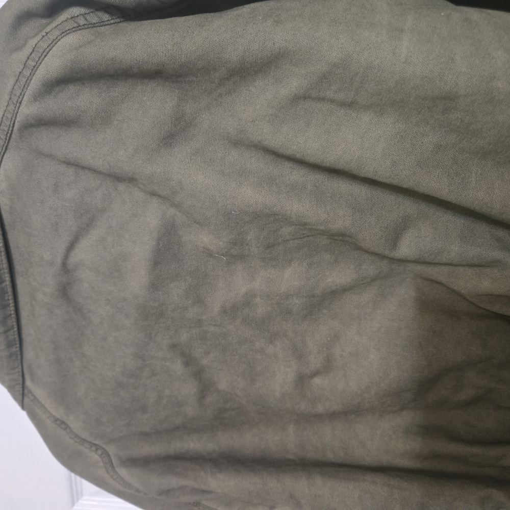Women’s Medium Olive Green Cropped Utility Jacket Zip Front Quilted Lined Cotton - Picture 6 of 11